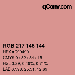 カラーコード: RGB 217 148 144 | qconv.com