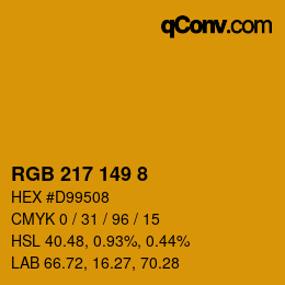 颜色代码: RGB 217 149 8 | qconv.com