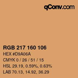 Color code: RGB 217 160 106 | qconv.com