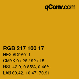 Color code: RGB 217 160 17 | qconv.com