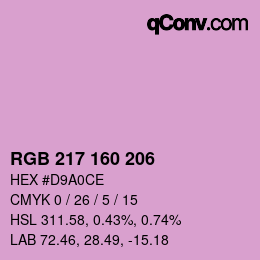 Color code: RGB 217 160 206 | qconv.com