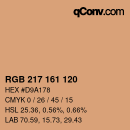 颜色代码: RGB 217 161 120 | qconv.com