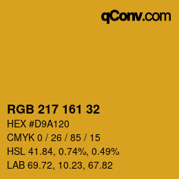 Color code: RGB 217 161 32 | qconv.com