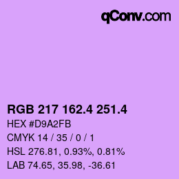カラーコード: RGB 217 162.4 251.4 | qconv.com