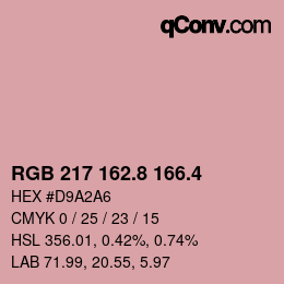 カラーコード: RGB 217 162.8 166.4 | qconv.com