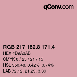 カラーコード: RGB 217 162.8 171.4 | qconv.com