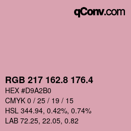 カラーコード: RGB 217 162.8 176.4 | qconv.com