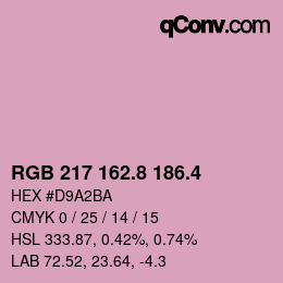 カラーコード: RGB 217 162.8 186.4 | qconv.com