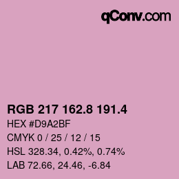 カラーコード: RGB 217 162.8 191.4 | qconv.com