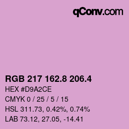 カラーコード: RGB 217 162.8 206.4 | qconv.com