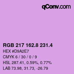 カラーコード: RGB 217 162.8 231.4 | qconv.com