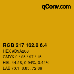 カラーコード: RGB 217 162.8 6.4 | qconv.com