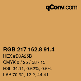 カラーコード: RGB 217 162.8 91.4 | qconv.com