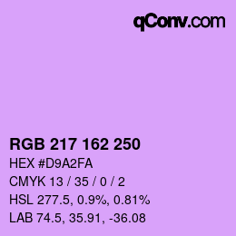Color code: RGB 217 162 250 | qconv.com