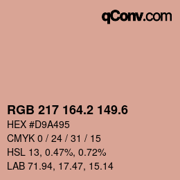 カラーコード: RGB 217 164.2 149.6 | qconv.com