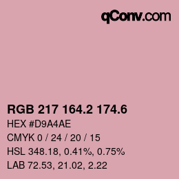 カラーコード: RGB 217 164.2 174.6 | qconv.com