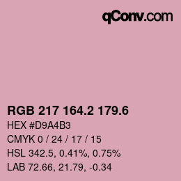 カラーコード: RGB 217 164.2 179.6 | qconv.com