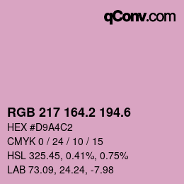 カラーコード: RGB 217 164.2 194.6 | qconv.com