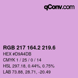カラーコード: RGB 217 164.2 219.6 | qconv.com