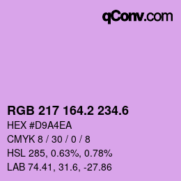 カラーコード: RGB 217 164.2 234.6 | qconv.com
