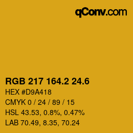 カラーコード: RGB 217 164.2 24.6 | qconv.com