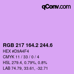 カラーコード: RGB 217 164.2 244.6 | qconv.com