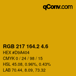 カラーコード: RGB 217 164.2 4.6 | qconv.com