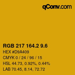 カラーコード: RGB 217 164.2 9.6 | qconv.com