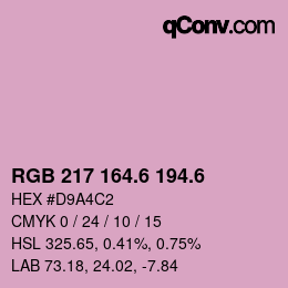 カラーコード: RGB 217 164.6 194.6 | qconv.com