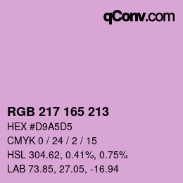 Color code: RGB 217 165 213 | qconv.com