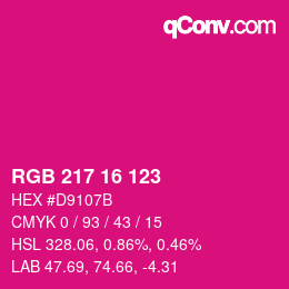 カラーコード: RGB 217 16 123 | qconv.com