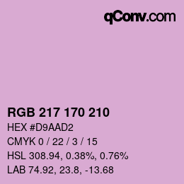 Color code: RGB 217 170 210 | qconv.com