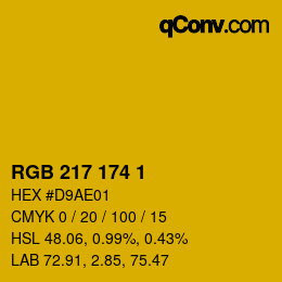 Color code: RGB 217 174 1 | qconv.com