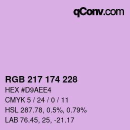 カラーコード: RGB 217 174 228 | qconv.com