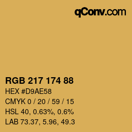 Color code: RGB 217 174 88 | qconv.com