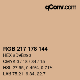 Color code: RGB 217 178 144 | qconv.com