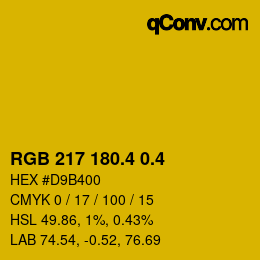 カラーコード: RGB 217 180.4 0.4 | qconv.com