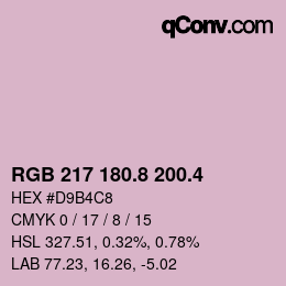 カラーコード: RGB 217 180.8 200.4 | qconv.com