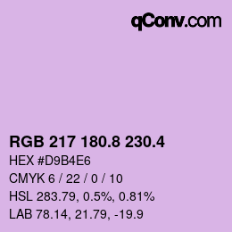 カラーコード: RGB 217 180.8 230.4 | qconv.com
