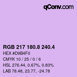 カラーコード: RGB 217 180.8 240.4 | qconv.com
