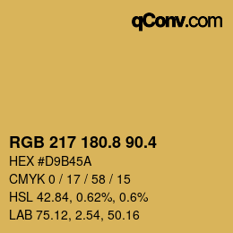 カラーコード: RGB 217 180.8 90.4 | qconv.com