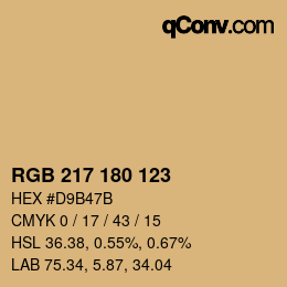 カラーコード: RGB 217 180 123 | qconv.com