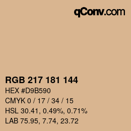 Color code: RGB 217 181 144 | qconv.com