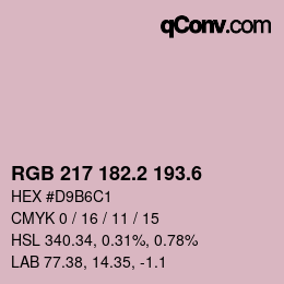 カラーコード: RGB 217 182.2 193.6 | qconv.com