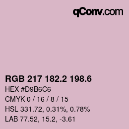 カラーコード: RGB 217 182.2 198.6 | qconv.com