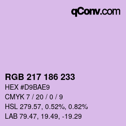 Color code: RGB 217 186 233 | qconv.com
