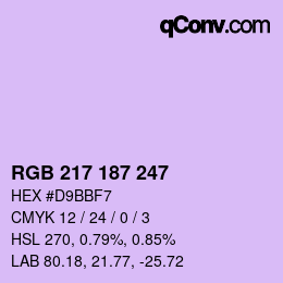Código de color: RGB 217 187 247 | qconv.com