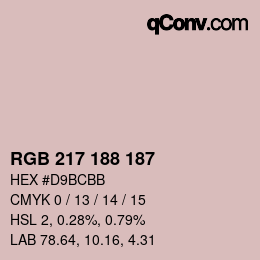颜色代码: RGB 217 188 187 | qconv.com