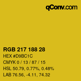 颜色代码: RGB 217 188 28 | qconv.com