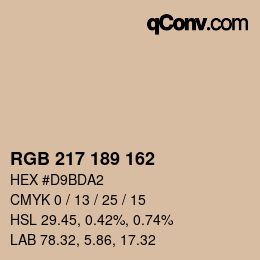Color code: RGB 217 189 162 | qconv.com